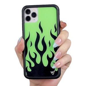 SOLD🚫 iPhone XR Wildflower Neon Green Black Flames Phonecase